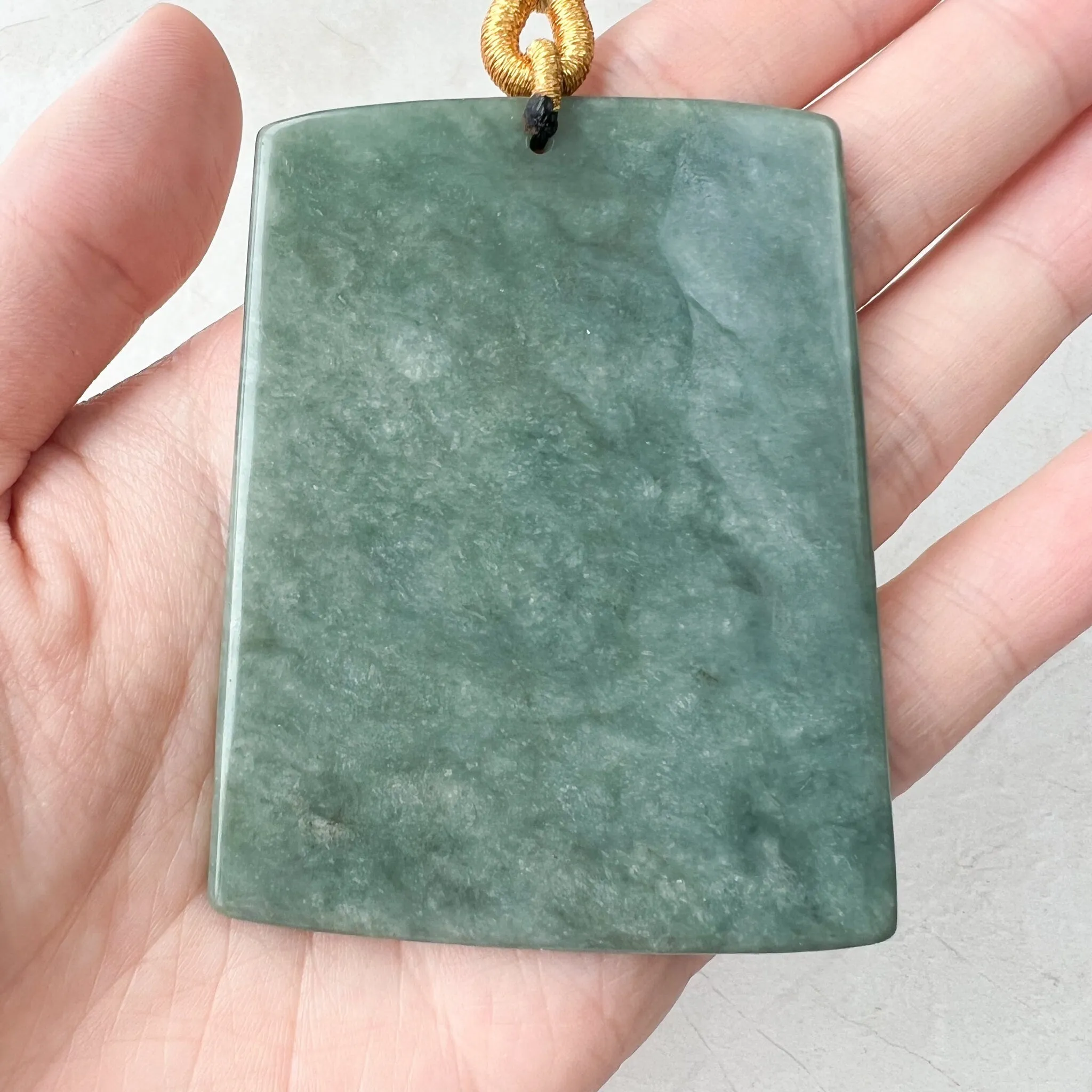 Large Green Jadeite Jade Guan Yin Kwan Yin Protected by Dragon, Avalokitesvara, Hand Carved Pendant Necklace, Quan Am, YJ-1221-0143581