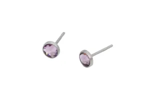 Light Amethyst Crystal Pure Titanium Stud Earrings