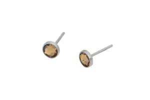 Light Colorado Topaz Crystal Bezels (Titanium Stud Earrings)