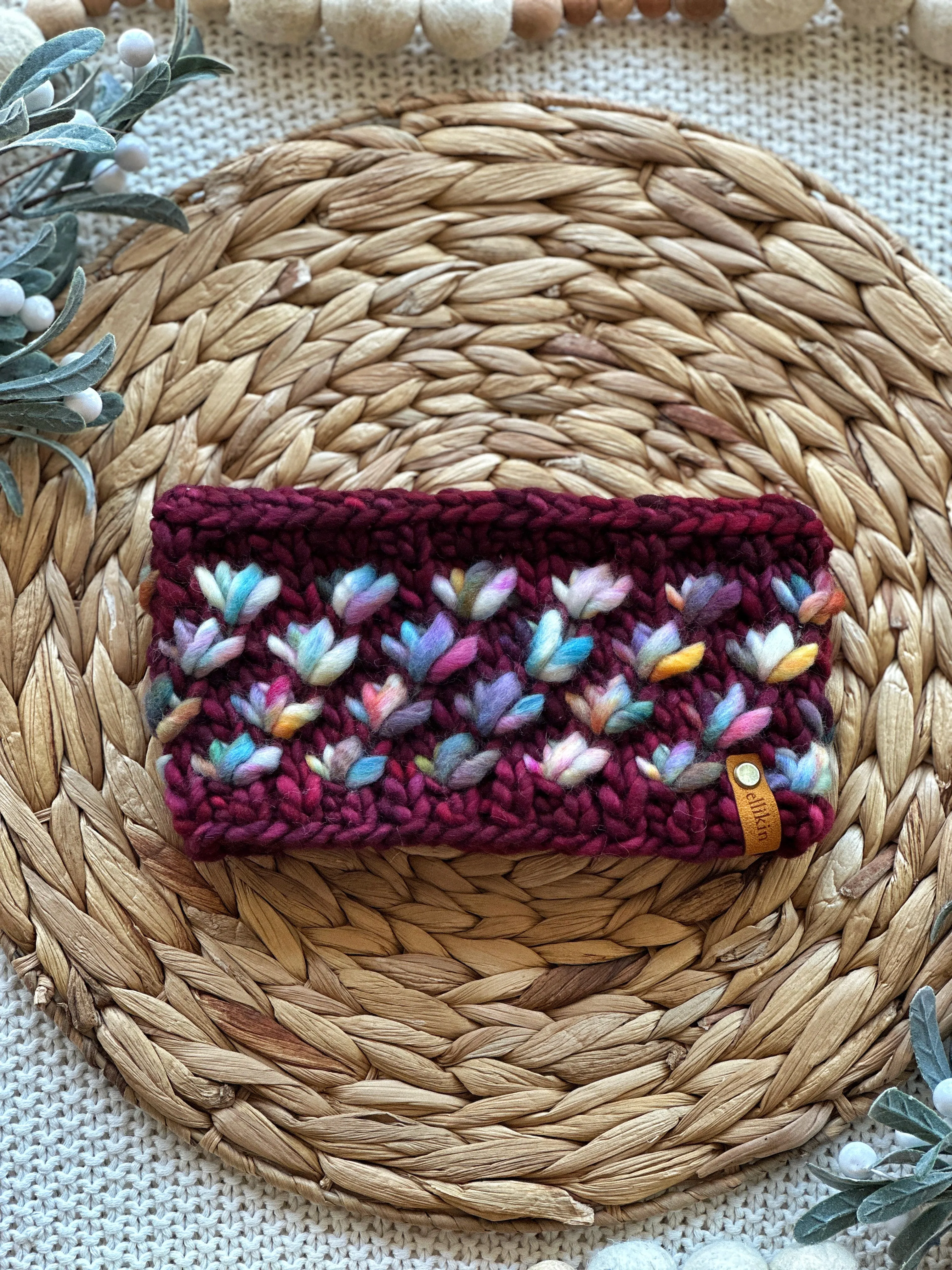 Lotus Flower Headband in Stitch Red