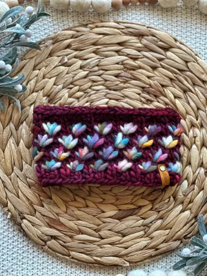 Lotus Flower Headband in Stitch Red