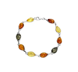 MILENA Bracelet Silver and Mix Baltic Amber - Pear Shaped Stones