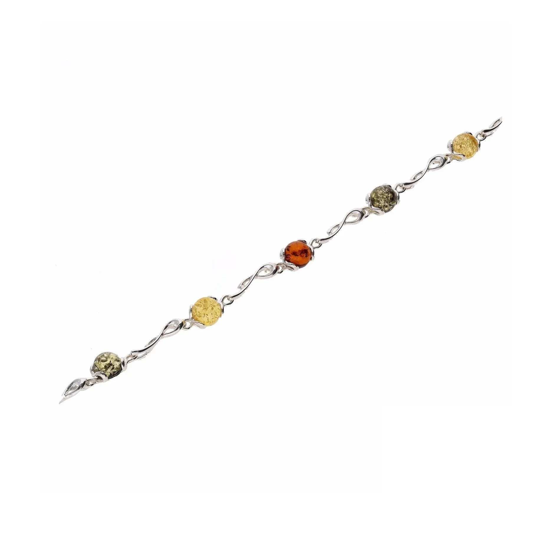 MILENA Bracelet Silver and Multicolour Baltic Amber