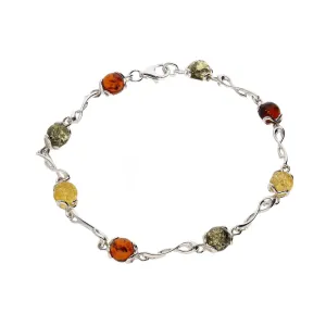 MILENA Bracelet Silver and Multicolour Baltic Amber