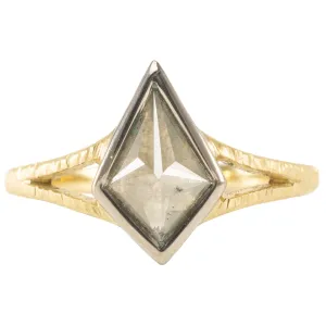 OOAK Kite Shaped Grey Diamond Ring   Split Shank - 18k Gold   18k Palladium White Gold   Diamonds