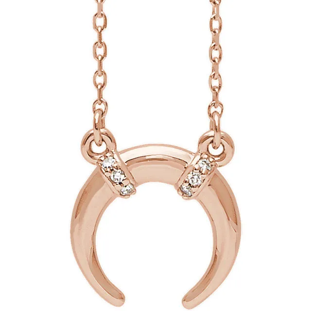 Platinum or 14k Gold or Sterling Silver .03 CTW Diamond Crescent Moon Necklace