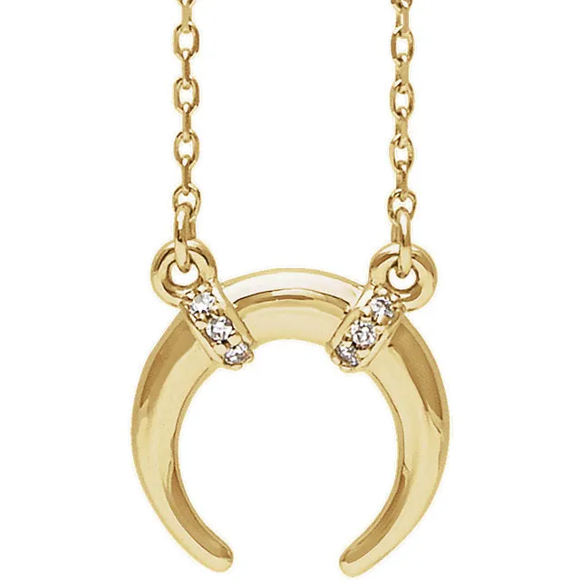 Platinum or 14k Gold or Sterling Silver .03 CTW Diamond Crescent Moon Necklace