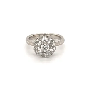 Platinum Round Brilliant Diamond Rose Cut Diamond Ring at Regard Jewelry in Austin, Texas
