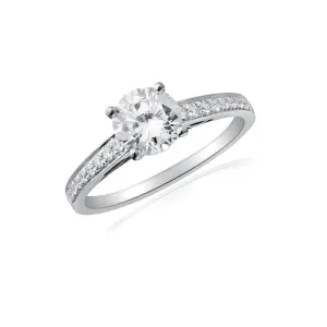 Ron Rosen engagement ring with bead set diamonds on shank at Regard Jewelry inAustin, Texas