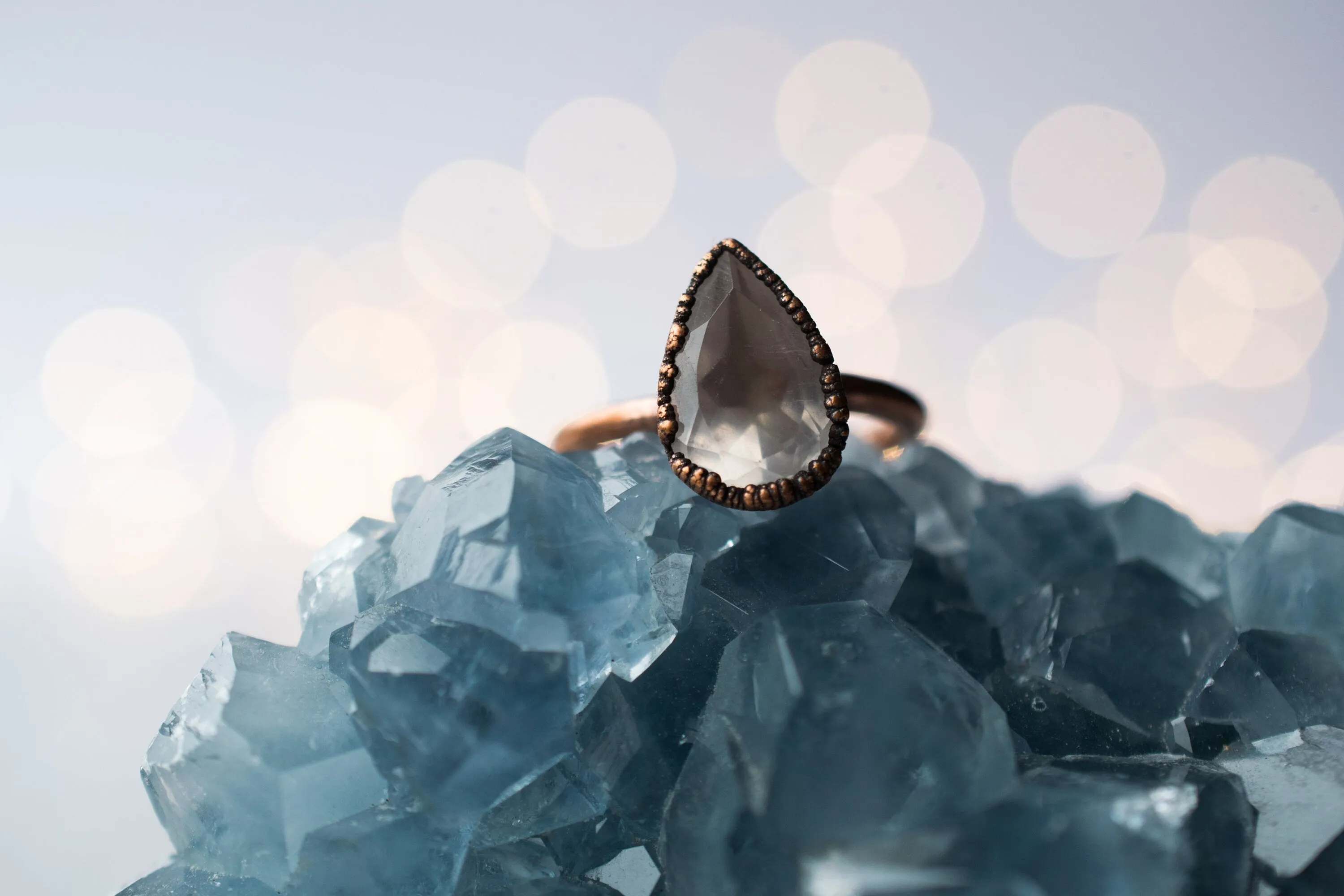 Rose Quartz ring | Organic stone stacking ring