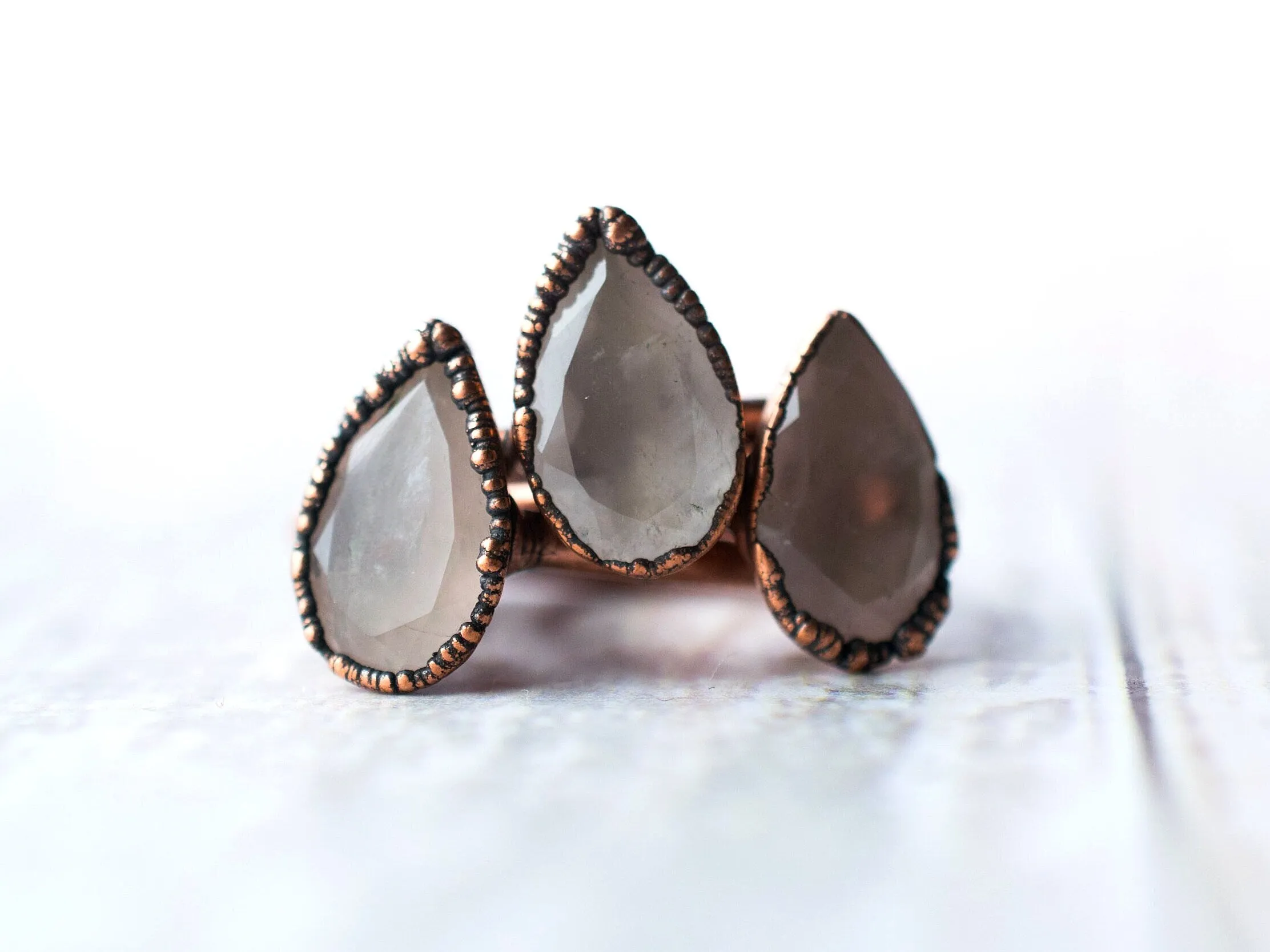 Rose Quartz ring | Organic stone stacking ring