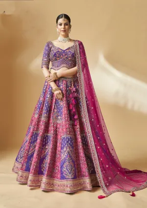 Royal Pink & Purple Embroidered Lehenga Choli