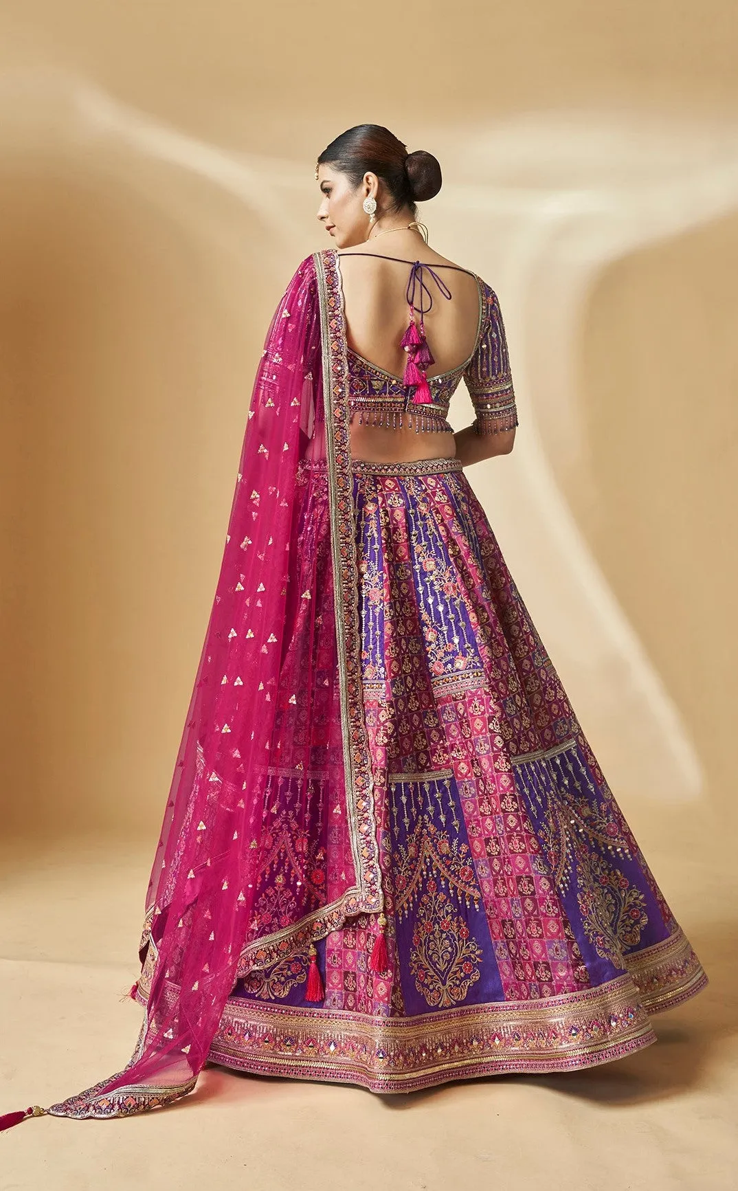 Royal Pink & Purple Embroidered Lehenga Choli