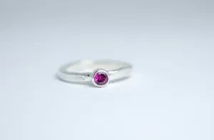 Silver stacking ring with Pink Rhodolite Garnet gemstone