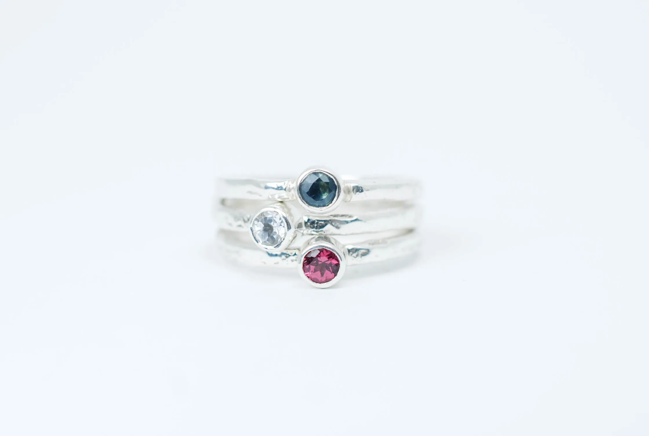 Silver stacking rings set "Wild berries"