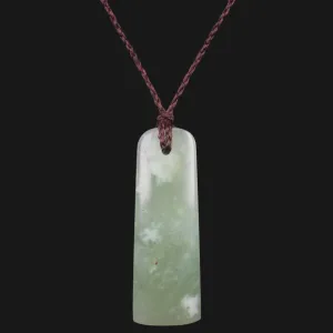 Stunning light green jade Maori Toki style pendant necklace with adjustable wax rope - perfect for any occasion and outdoor activities