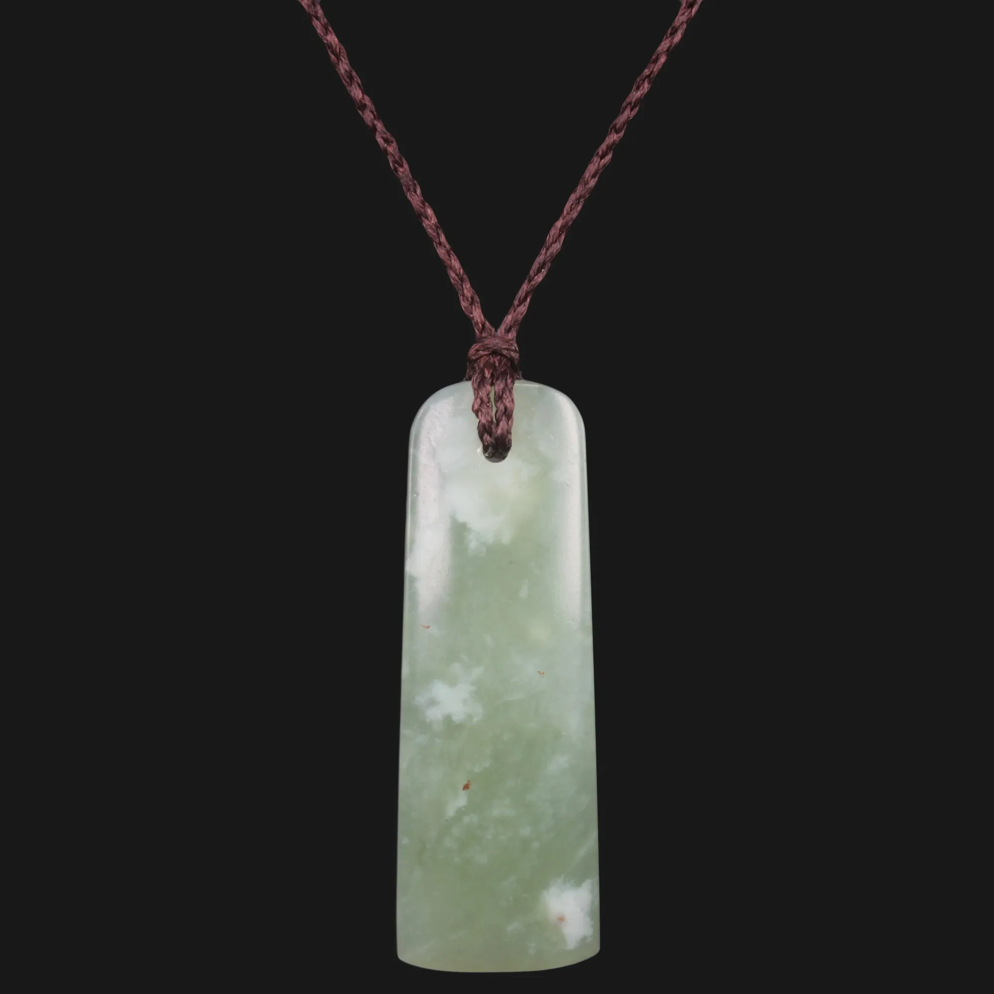 Stunning light green jade Maori Toki style pendant necklace with adjustable wax rope - perfect for any occasion and outdoor activities