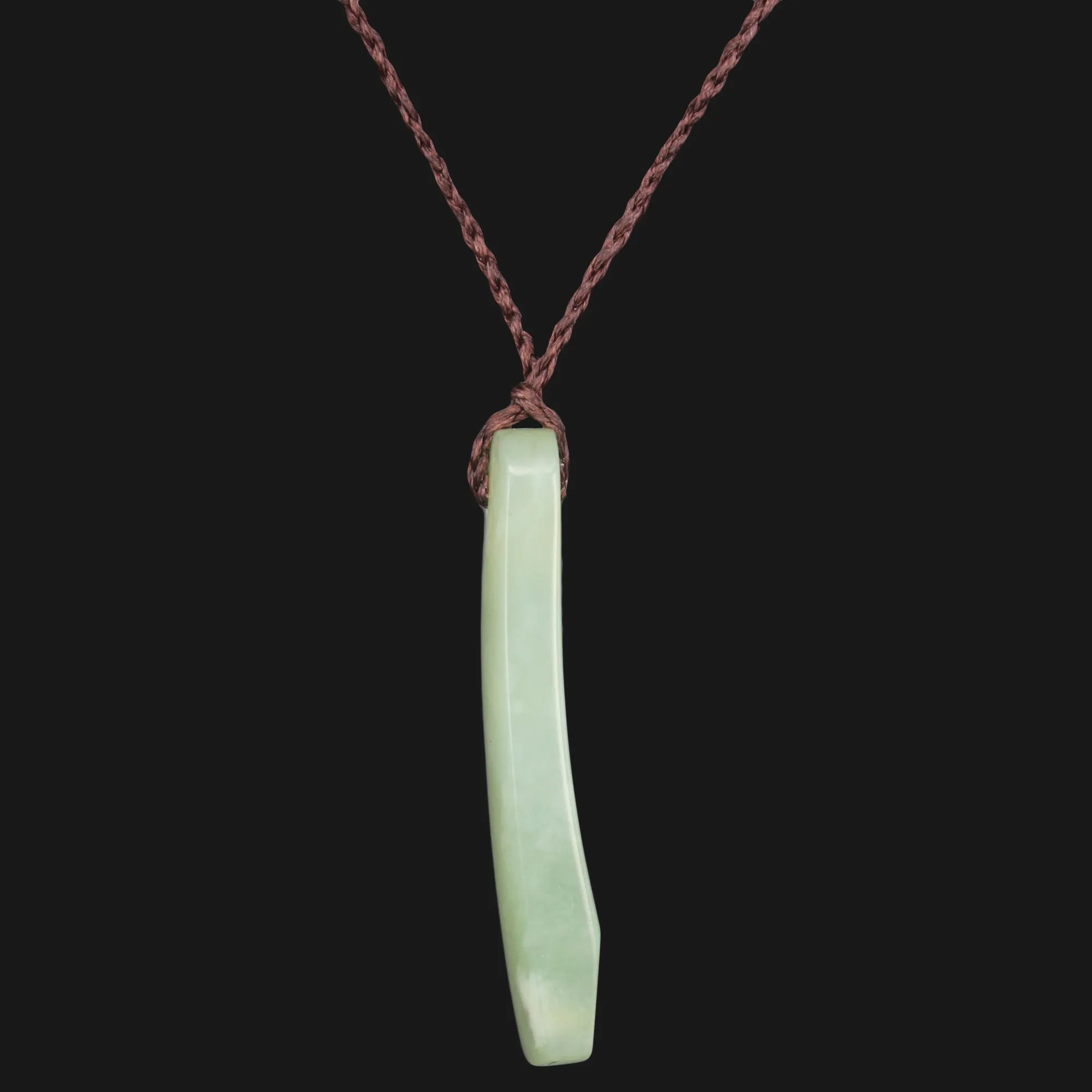Stunning light green jade Maori Toki style pendant necklace with adjustable wax rope - perfect for any occasion and outdoor activities