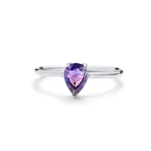 Teardrop Ring, Amethyst, Silver