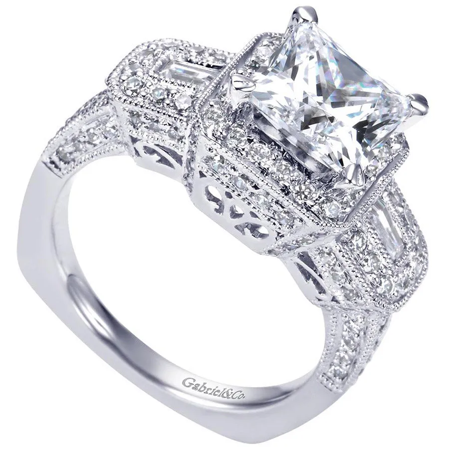 Three Stone Princess Cut Diamond Engagement Ring