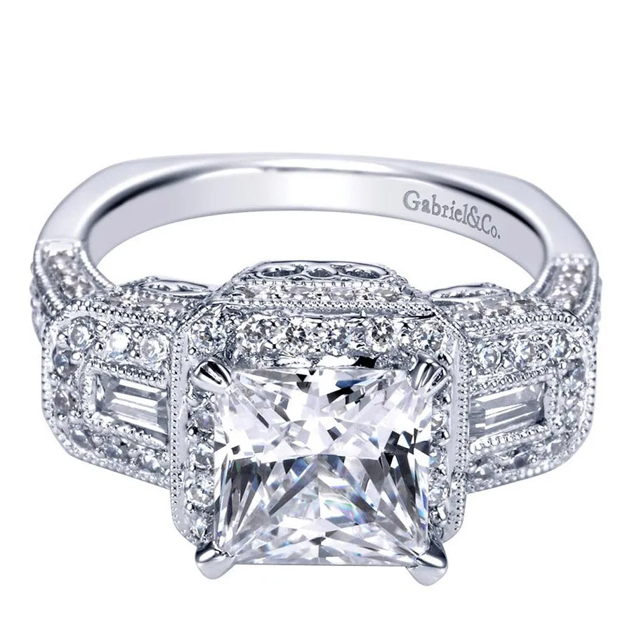Three Stone Princess Cut Diamond Engagement Ring