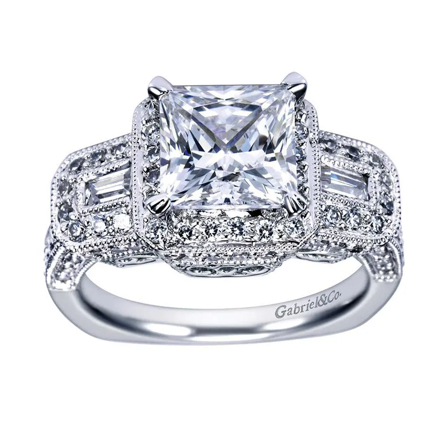 Three Stone Princess Cut Diamond Engagement Ring