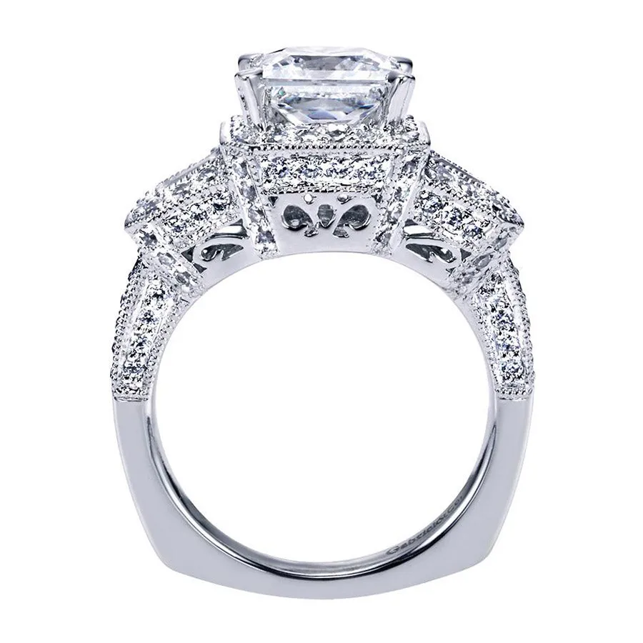 Three Stone Princess Cut Diamond Engagement Ring