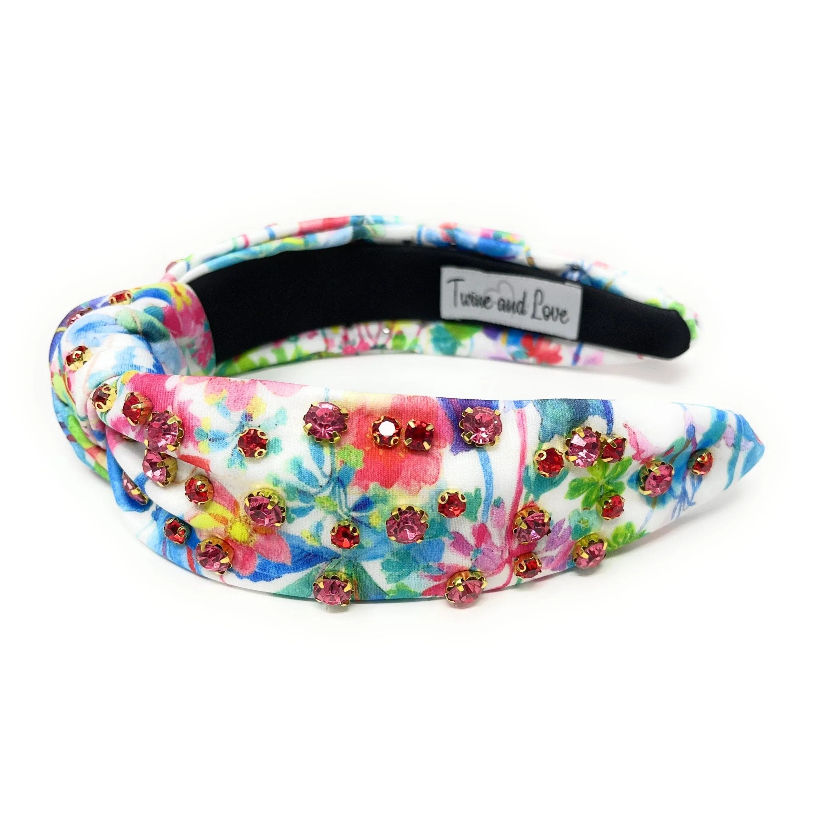 Tie Dye Floral Jeweled Knot Headband