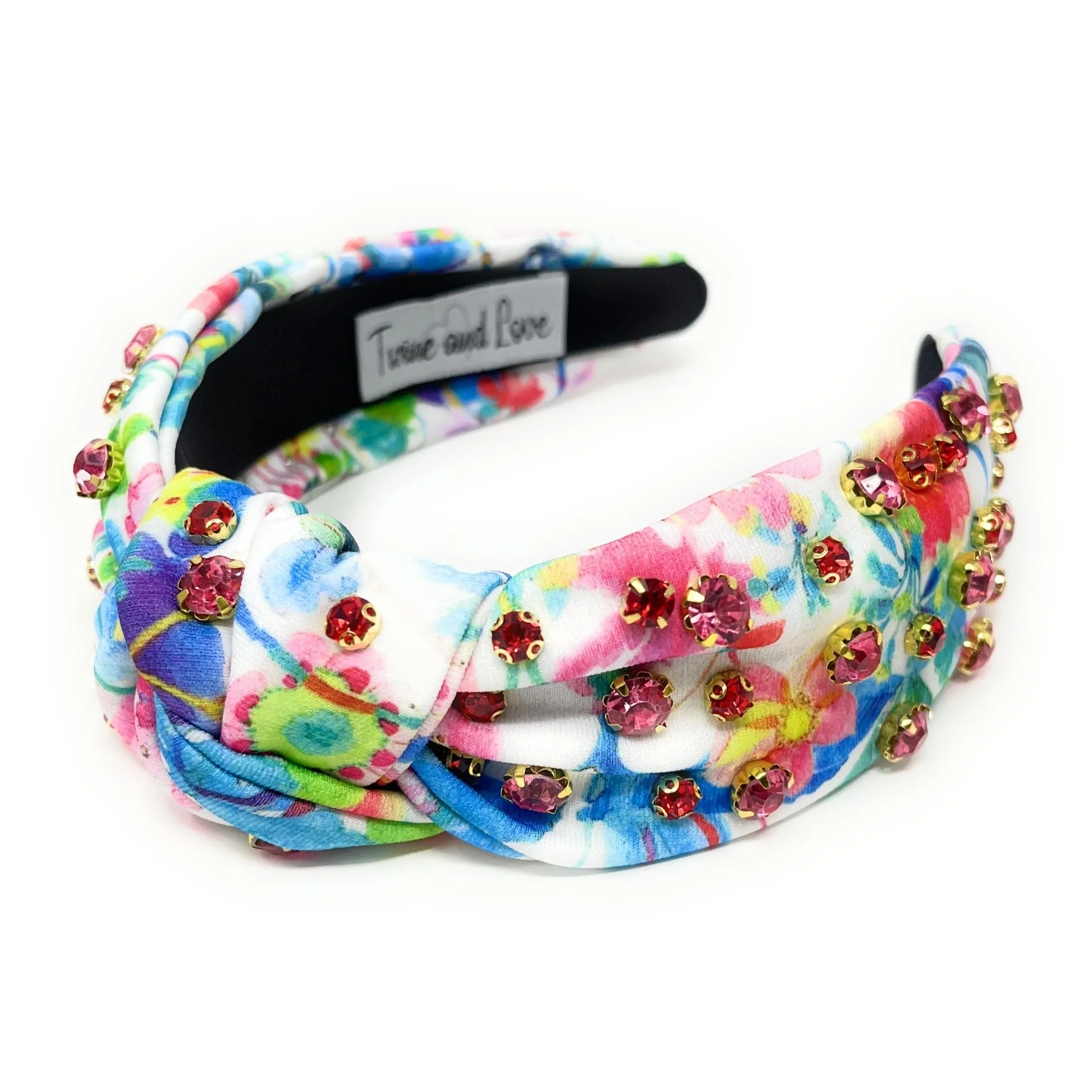 Tie Dye Floral Jeweled Knot Headband