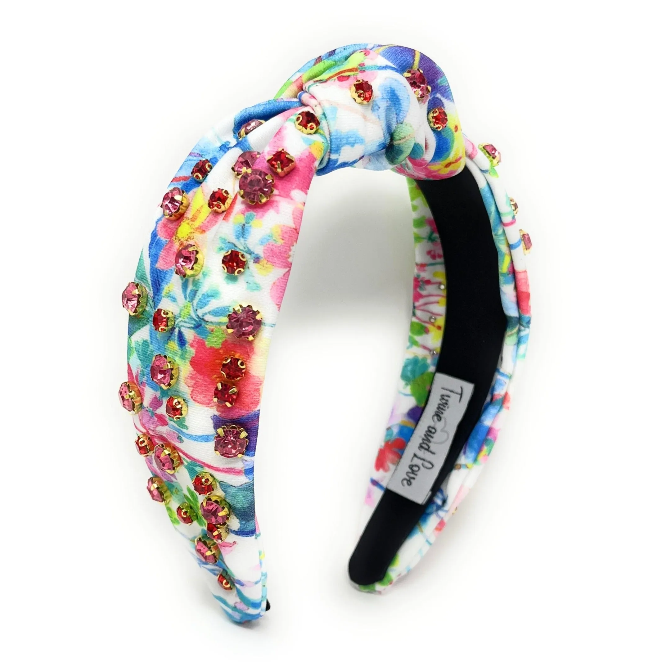 Tie Dye Floral Jeweled Knot Headband