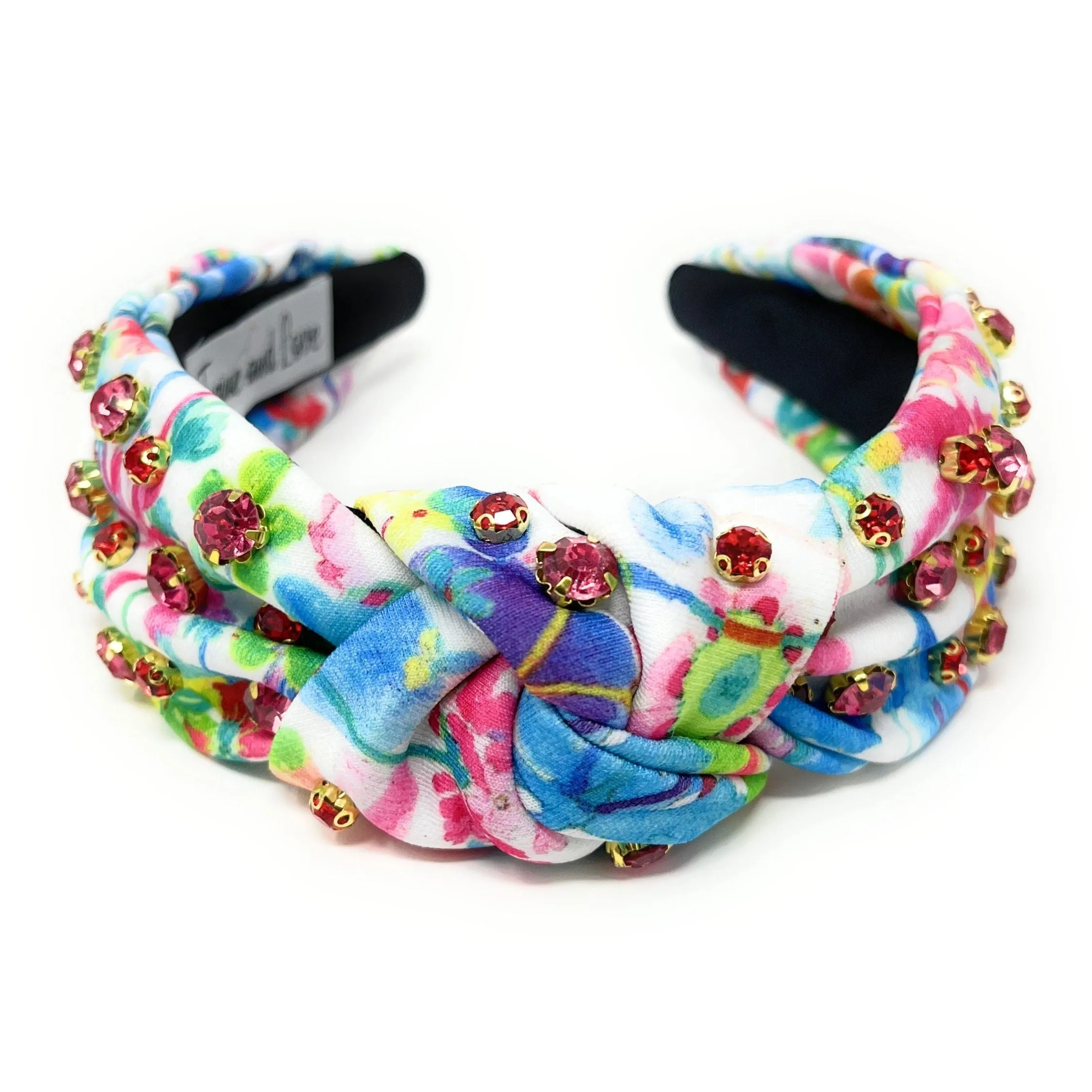 Tie Dye Floral Jeweled Knot Headband