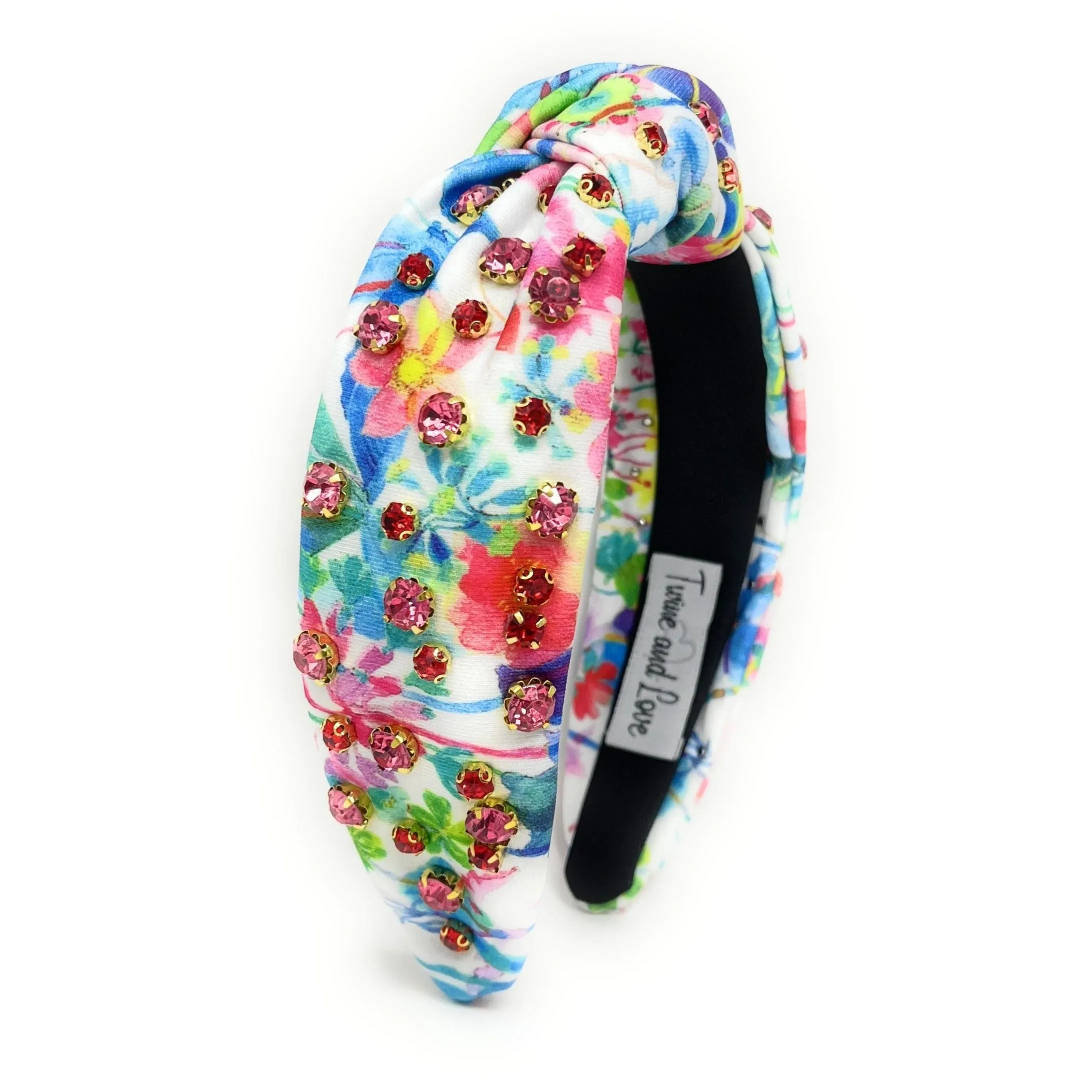 Tie Dye Floral Jeweled Knot Headband