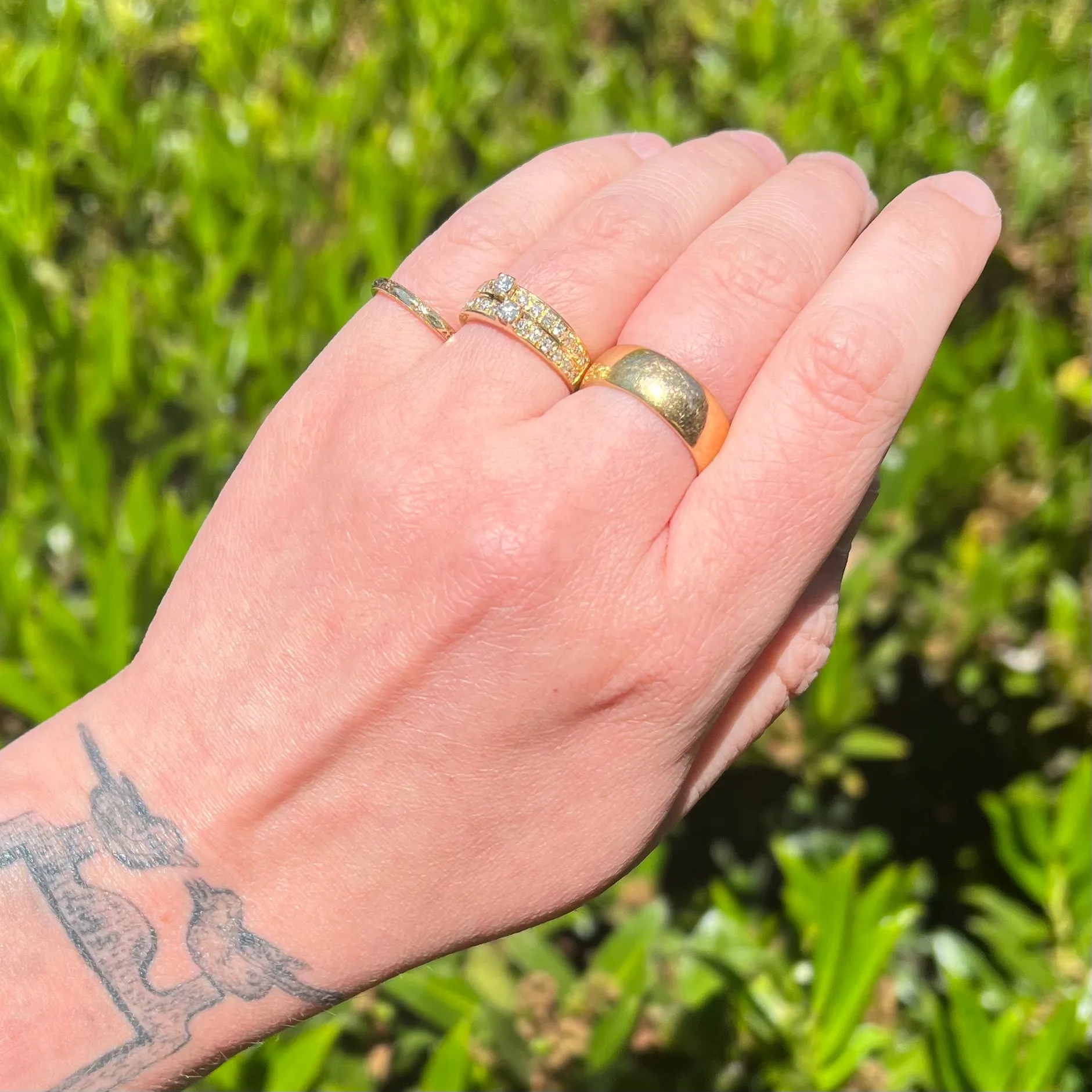 Vintage 14k Gold Diamond Double Band