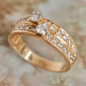 Vintage 14k Gold Diamond Double Band