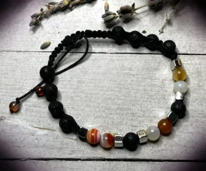 Wearable Wellness - Mixed Amber Glass Adjustable Lava Bracelet