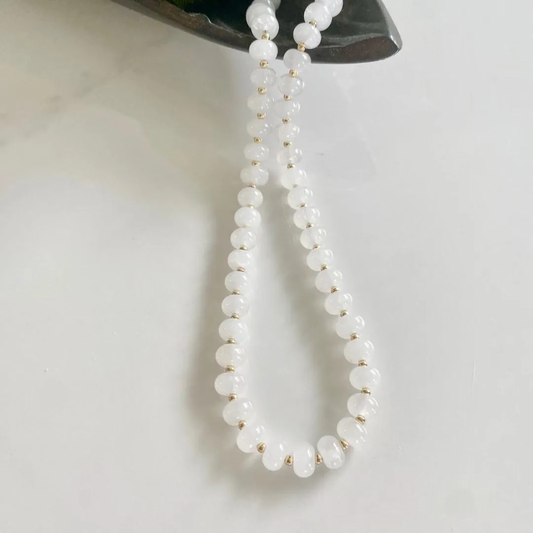 White Jade Necklace - Snow